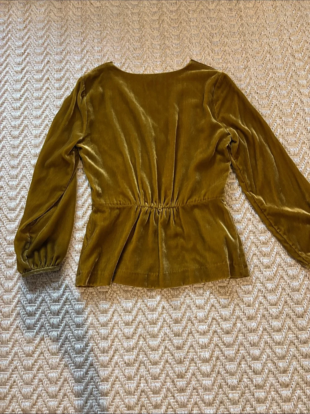 J Crew Velvet Wrap Top in gold